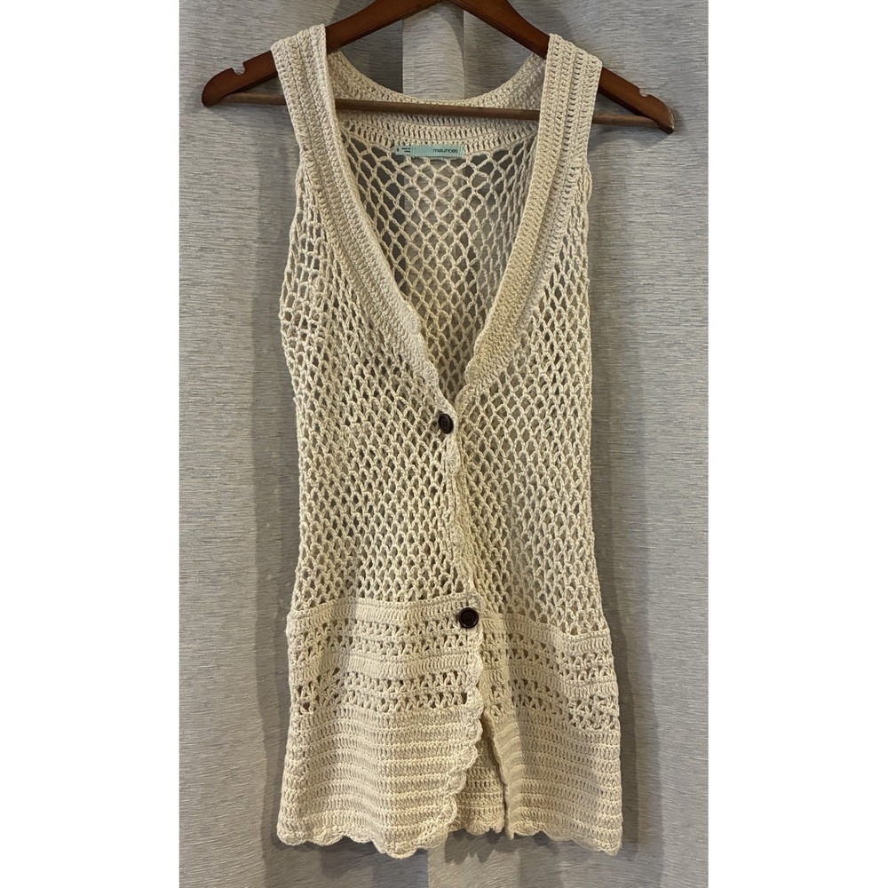 Maurices Crochet Sweater Vest Button Up Women's Size Small‎ Boho Beach Festival